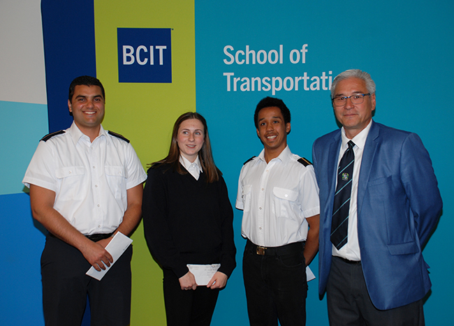 Past Chair and National Council Representative of the CIMarE, Russel Oye, presented three bursaries from the Denis Cressey Marine Engineering Scholarship Trust to Ahmed Beltmer, Hayley Strom and Castillo Montano